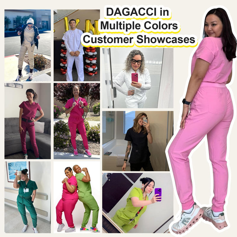 Dagacci Scrubs Medical Uniform Women and Man Scrubs Set Medical Scrubs Top and Pants 3X-Large Navy