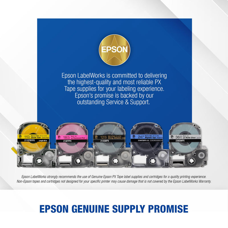 Epson LABELWORKS 203YLBYPX Tape Cartridge - Black on Yellow Shrink Tube Industrial Label Maker Tape - AWG 16-22, 1/8" (3MM) Wide, 8 ft (98") 3MM(16-22AWG)