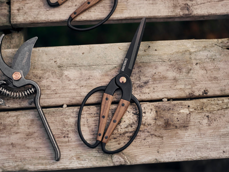 Barebones Garden Scissors - Walnut Scissors - Garden Supplies and Indoor Plant Accessories - Plant Shears with Wide Handles - Comfortable Fit Hand Pruners (Large) Large Garden Scissors