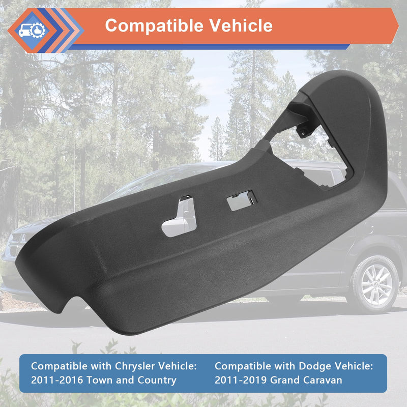 924-438 Black Left Driver Side Seat Track Cover, Power Seat Switch Panel Bezel Seat Track Shield Cover Trim Compatible With Chrysler Dodge Vehicle 2011-2016 Town & Country, 2011-2019 Grand Caravan