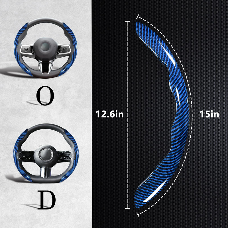 [AUSTRALIA] - Carbon Fiber Steering Wheel Covers 3 Piece Clip on Steering Wheel Cover (Blue) Blue Standard Size[14"1/2-15"]