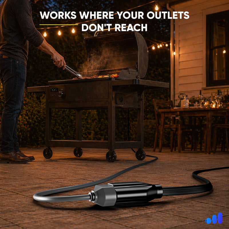 Maximm 14AWG 360° Rotating Flat Plug Extension Cord, Heavy Duty 3-Prong Grounded Power Strip, Slim, UL Certified, 1ft, Black 1 Foot 14 AWG