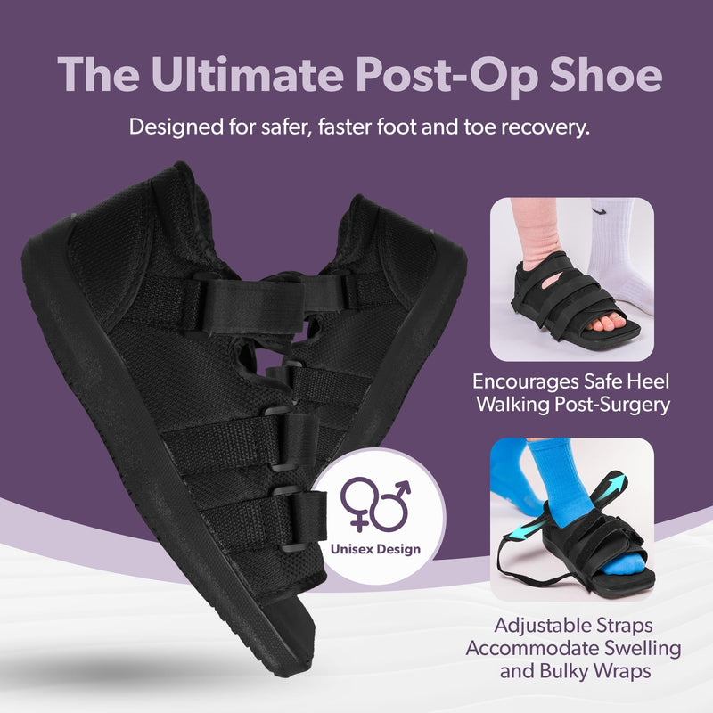 BraceAbility Post Op Shoe - Adjustable Orthopedic Medical Walking Boot for Broken Foot, Broken Toe, Stress Fracture and Injuries, Universal Cast Shoe for Men and Women After Foot Surgery (M - Female) Medium (Women's 6-7 / Kids' 4.5-5.5)