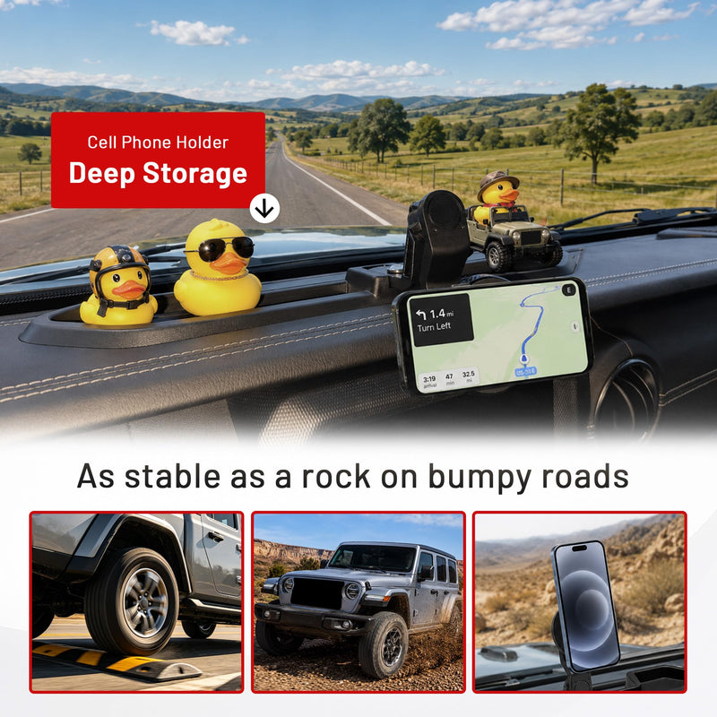 Magnetic Dash Phone Mount for 2021-2023 Jeep Wrangler 4XE Only PHEV | Extend Arm No Sight Obstruction, 4XE & Oil-electric Hybrid Version, Not for Gladiator, Not for 4X4, Phone Holder with Magsafe for 2021-2023 4XE JL JLU