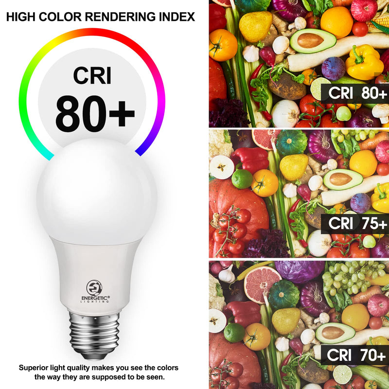 Energetic 12-Pack A19 LED Bulb 100W Cool White 4000K Dimmable Light Bulbs, 13.5W 1600lm CRI80+, 15000Hrs, ETL Listed 4000k Natural White