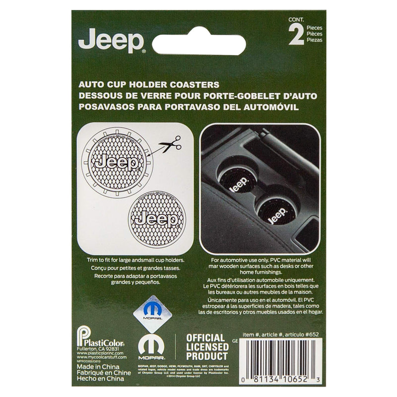 Plasticolor 000652R01 Jeep Logo Auto Car Truck SUV Cup Holder Coaster 2-Pack , Black