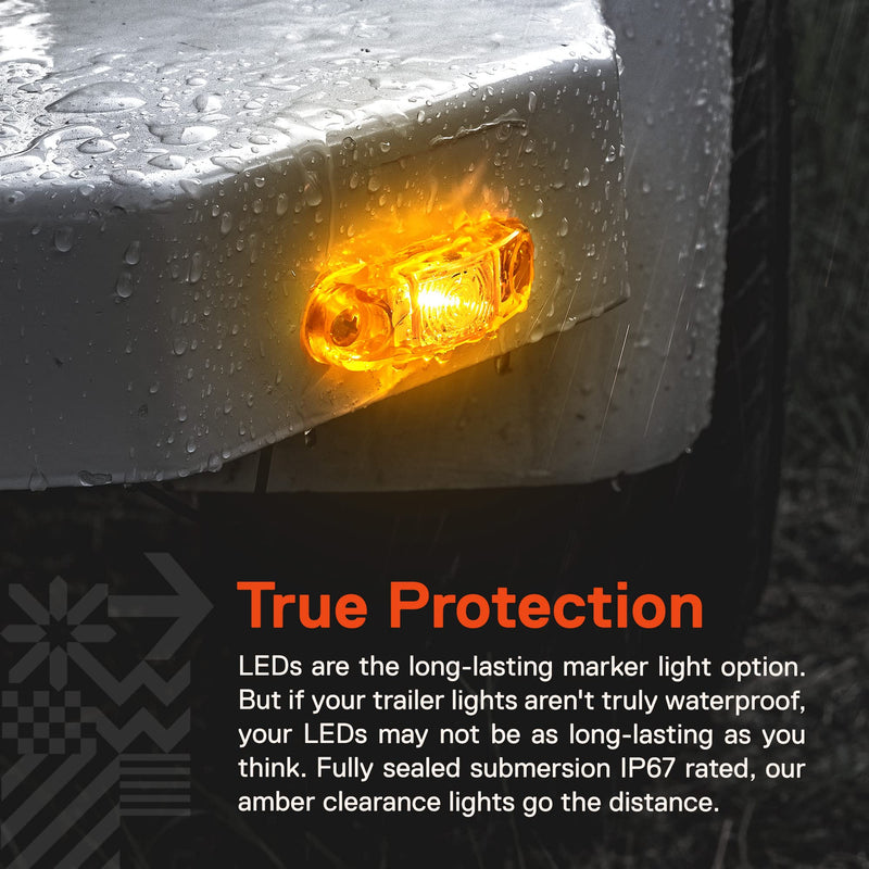 TRUE MODS 2pc 2.5" Amber LED Trailer Marker Light Kit [DOT FMVSS 108] [SAE P2] [Surface Mount] [Waterproof IP67] Side Marker Lights for Trailer Truck 2 Pack No Bezel