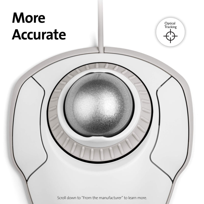 Kensington Orbit Trackball Mouse with Scroll Ring (White) (K72500WW) White-Grey wired usb