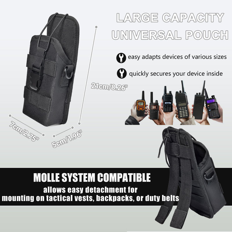 TWAYRDIO Radio Strap, Large MOLLE Walkie Talkie Holster&Anti-Sway Strap Kit | High Visibility Reflective Adjustable Radio Shoulder Strap Harness, Two-Way Radio Molle Case Holder for Motorola Baofeng HT