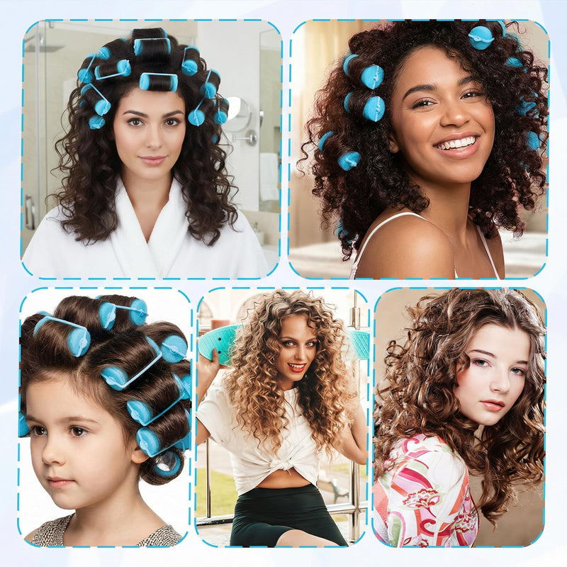  [AUSTRALIA] - 24Pcs Blue Sponge Rollers for Hair, Sponge Hair Rollers(2.36×1.18",Blue) | 6x3cm.Soft,Lightweight,No-Heat,Overnight Safe.80g Set.For All Hair Types,Curls,Bangs,Travel
