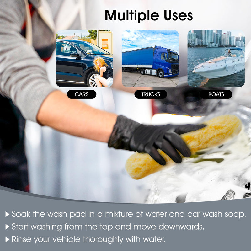 SM Arnold Spun Gold™ 2-Pack Professional 9" x 9" Car Wash Pads: Durable, Efficient, Scratch-Proof - Ideal for Auto Detailing, Ergonomic No-Cuff Design for Effective Vehicle Maintenance