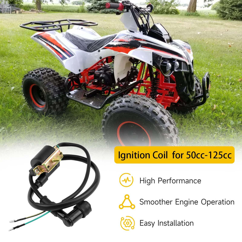 HIAORS Ignition Coil and A7TC Spark Plug for Coolster 125cc 110cc 90cc 70cc 50cc Taotao DB10 Cheetah Roketa Baja Kazuma Meerkat 50 Falcon 90 Apollo DB21 Chinese Kids ATV Quad 4 Wheeler Dirt Bike Parts