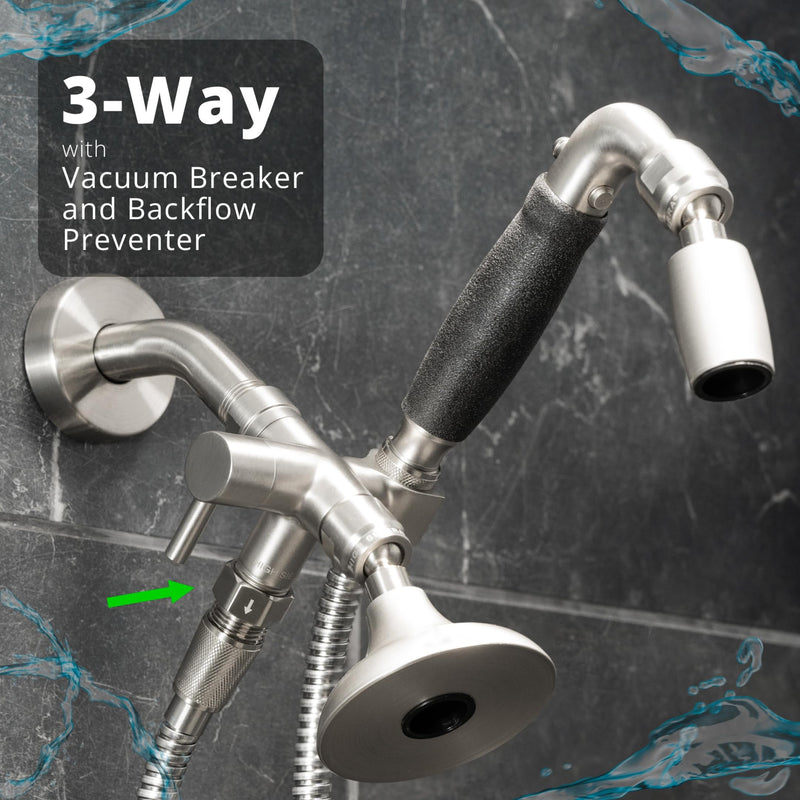 High Sierra® - Solid Lead-Free Brass Construction. Certified Backflow Preventer for Handheld Shower Heads - Matte Black Finish