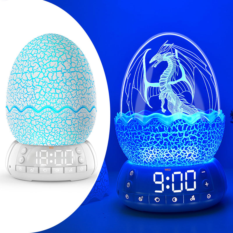 2th Generation Dragon Egg Digital Clock Ok to Wake Up Alarm Clock with Night Light / 20 Lullaby White Noise/Bluetooth Speaker, Illuminated Button Control Colors Volume Brightness Art Deco-Dragon