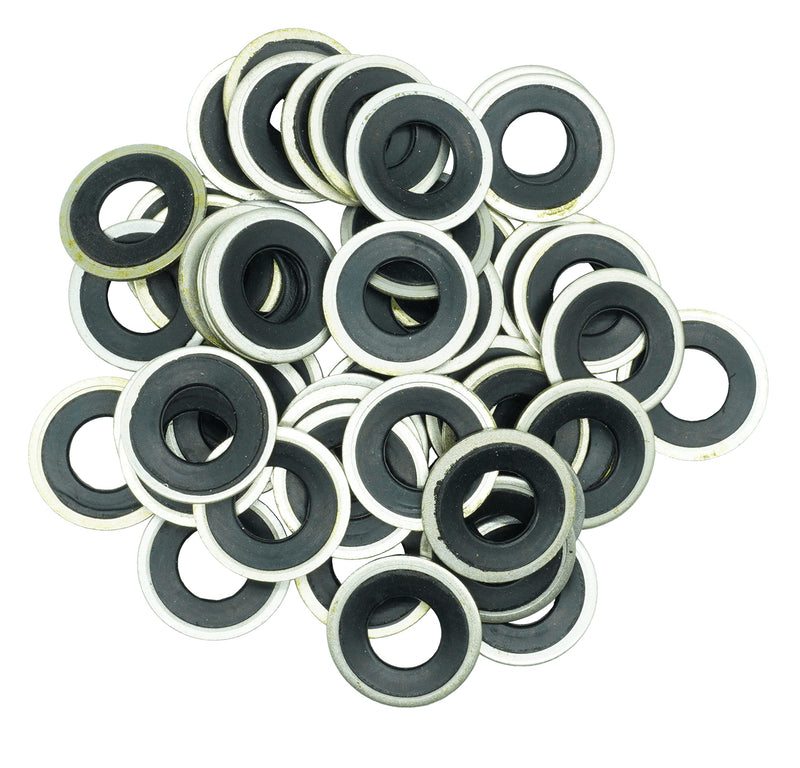 50 PCS Metal/Rubber Drain Plug Gasket, Fits 1/2, M12, M12 So Replace 097-021,65274,365274,GM 14079550,14090908,1625762,1631748,24571185,25524544,5741252,8-14090-908-0 (24.7x11.5mm) M12 097-021 (Metal/Rubber)