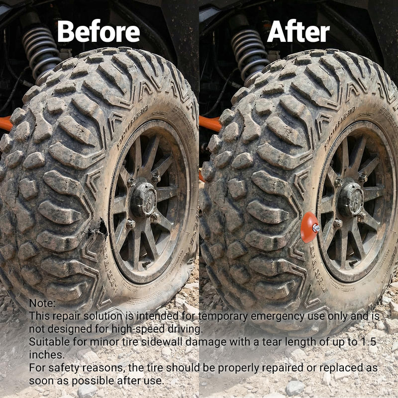 3 Pcs Sidewall Tire Repair Kit, Tire Puncture Repair Kit Portable Side Wall Slug Emergency Repairs Tool Compatible with ATV UTV SXS Lawnmower Tractor RZR Talon KRX Orange 3