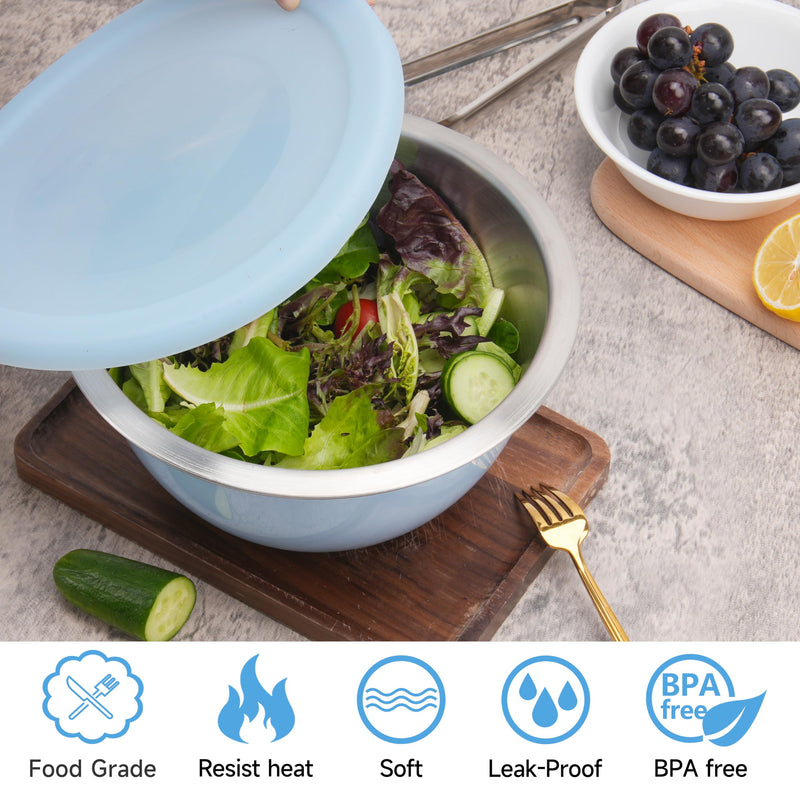 3 Pack Silicone Replacement Lids for OXO 1.5-Quart, 3-Quart & 5-Quart Good Grips Stainless-Steel Mixing Bowls, See-Through Silicone Lids, Dishwasher & Microwave Safe (Bowls Are Not Included) 3 Pack Lids 01