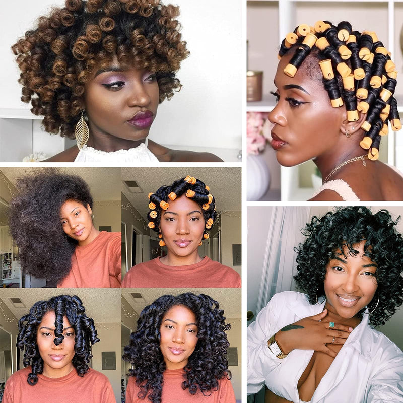 Perm Rods Hair Rollers Large Long Short Hair Styling Tool Hair Curlers for Natural Hair Dark Orange Color