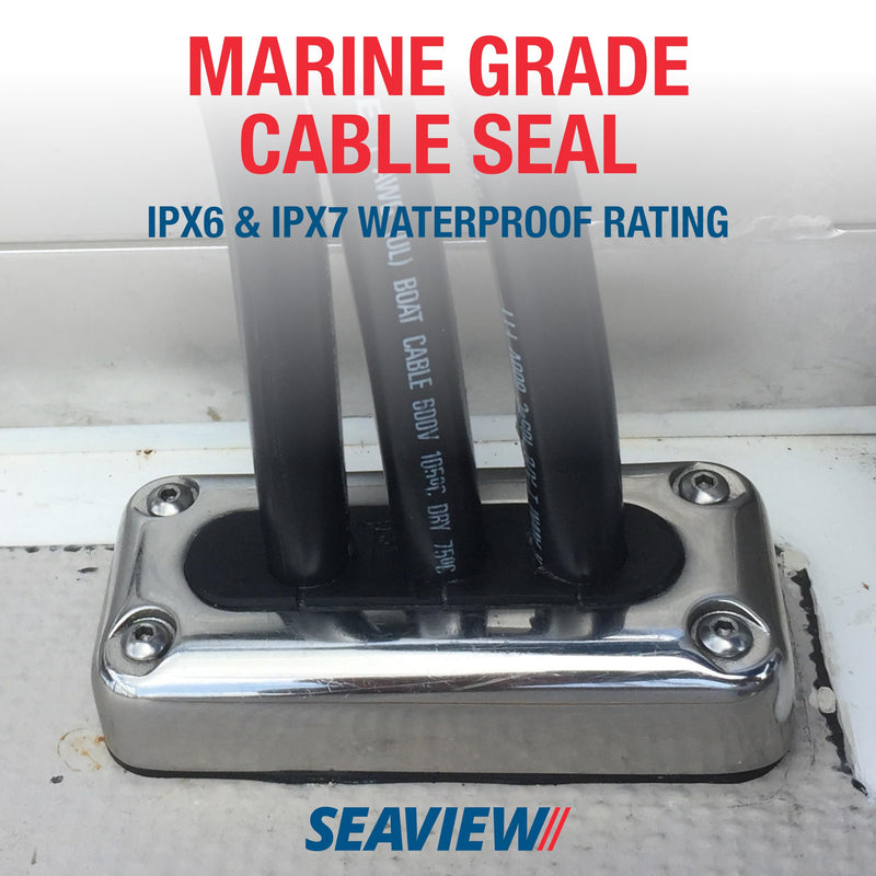 SEAVIEW | Multi-Cable Rectangle Cable Gland | Marine Grade Waterproof Cable Seal White Plastic