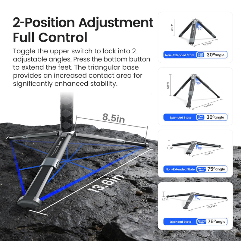 Metal Mini Tripod for Insta360 Luna Ultra/DJI Osmo Pocket 4P Accessories | Extendable Desktop Stand with 1/4" Screw, 3KG/6.6LB Load Capacity, Compact Vlogging Camera Tripod for Insta360 & Osmo Action