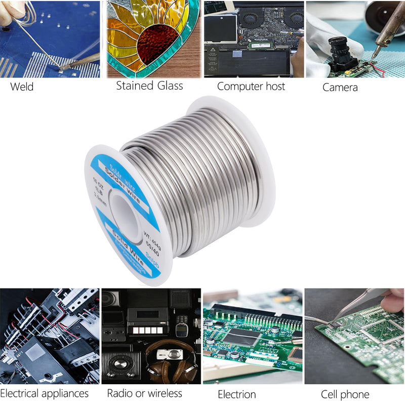 60/40 3mm Solder Wire Solid Core 454g/1LB for Stained Glass 60/40 454g
