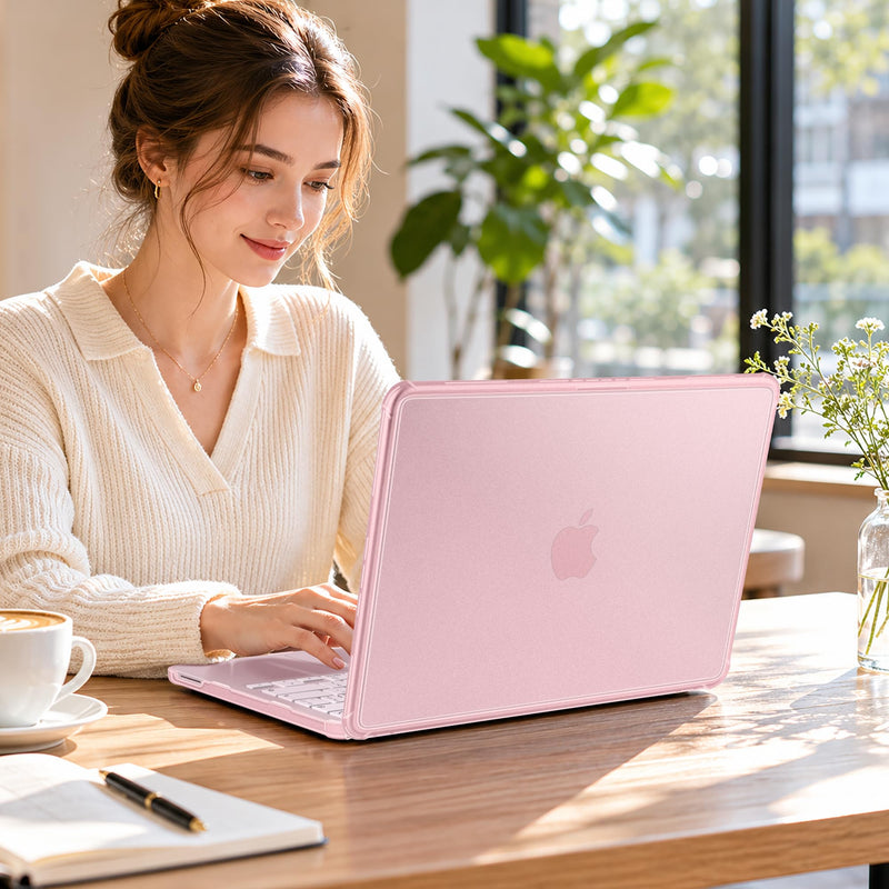 MEEgoodo for MacBook Neo 13 Inch Case 2026 Fit Model A3404 with Shockproof TPU Frame, Hard Shell Protective Cover, Anti-Fingerprint Matte Finish, Precise Cutouts, Laptop Case for MacBook Neo 13",Blush Blush