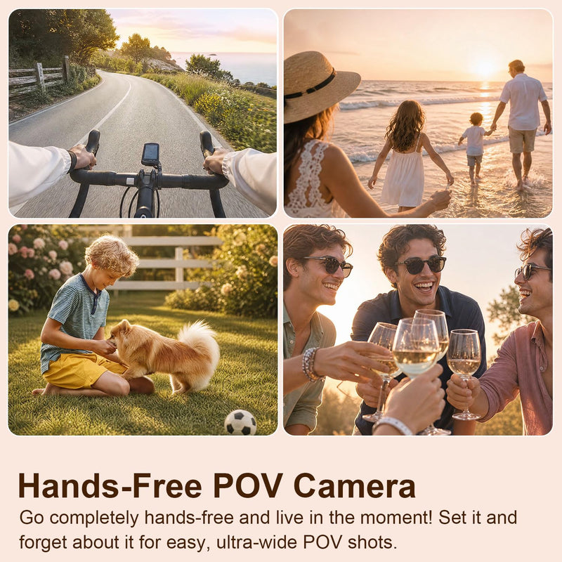 1080P Thumb Action Camera, WiFi Mini Body Hands-Free POV Camera Camcorder | Wearable Portable Recording, with Magnetic Pendant, for Security, Guard, Cycling, Travel, Pet Walking, Vlogging-Black Black