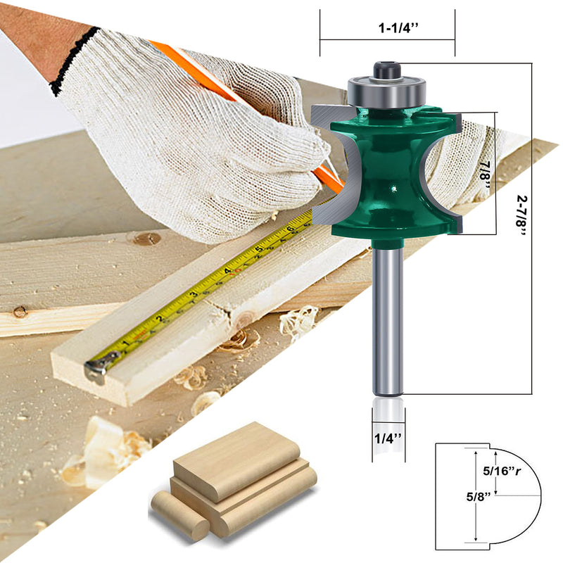 LEATBUY 5 PCS Molding Router Bit Set 1/4-Inch Shank, Corner Rounding Edge-Forming Roundover Beading Router Bit Sets , Woodworking Milling Tools, Carbide CNC Router Cutter (YO01)