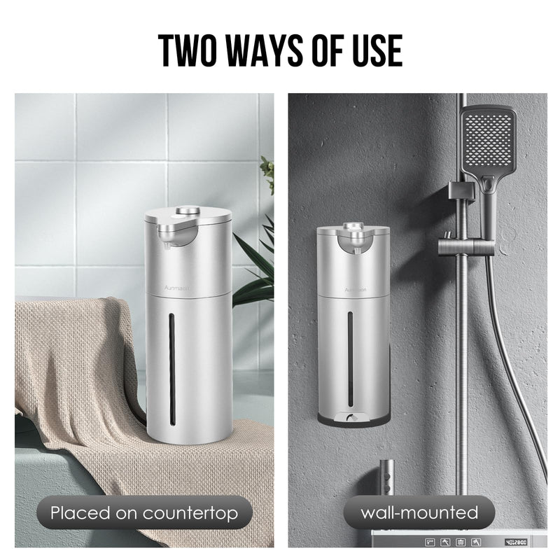 Aunmaon Automatic Soap Dispenser Touchless,Upgrade Adjustable Volume for Thick and Thin Liquid Battery Hand Soap Dispenser,Dish Soap Dispenser Kitchen Bathroom,Auto Soap Dispenser Hands Free Silver