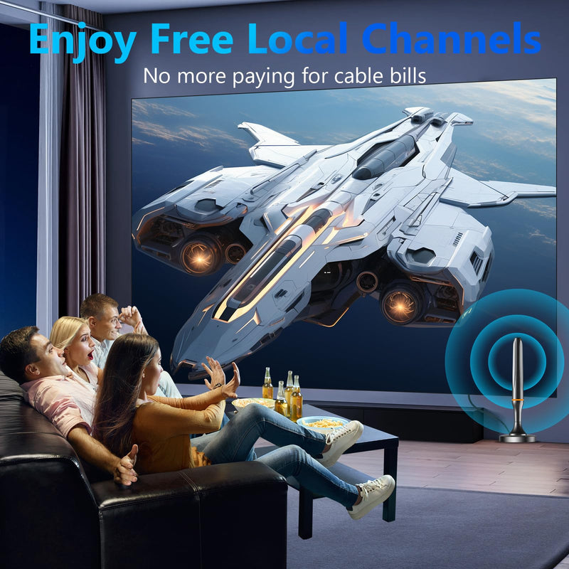 Indoor TV Antenna for Smart TV & Local Channels - Strong Magnetic Base, 360° Long Range Reception, Supports 4K 1080P & All TVs, 10ft Coax Cable