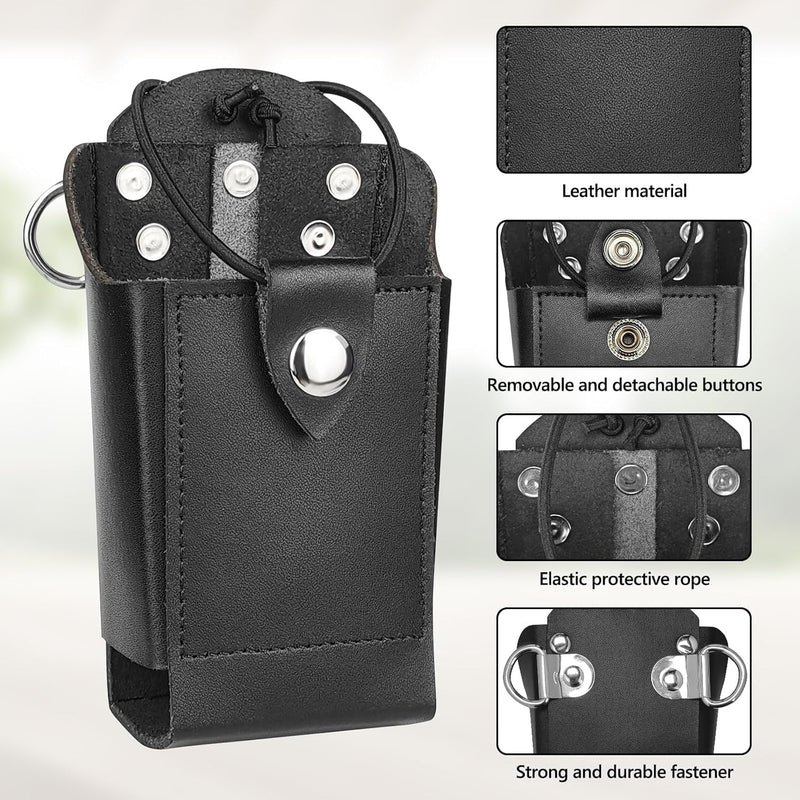 LUITON Leather Radio Holster Bundle Set for Firefighter EMS EMT,Includes Radio Strap and Radio Holder, Anti-sway Strap,Cord Keepers Compatible with Motorola APX Series - for Firefighters, EMT, Police