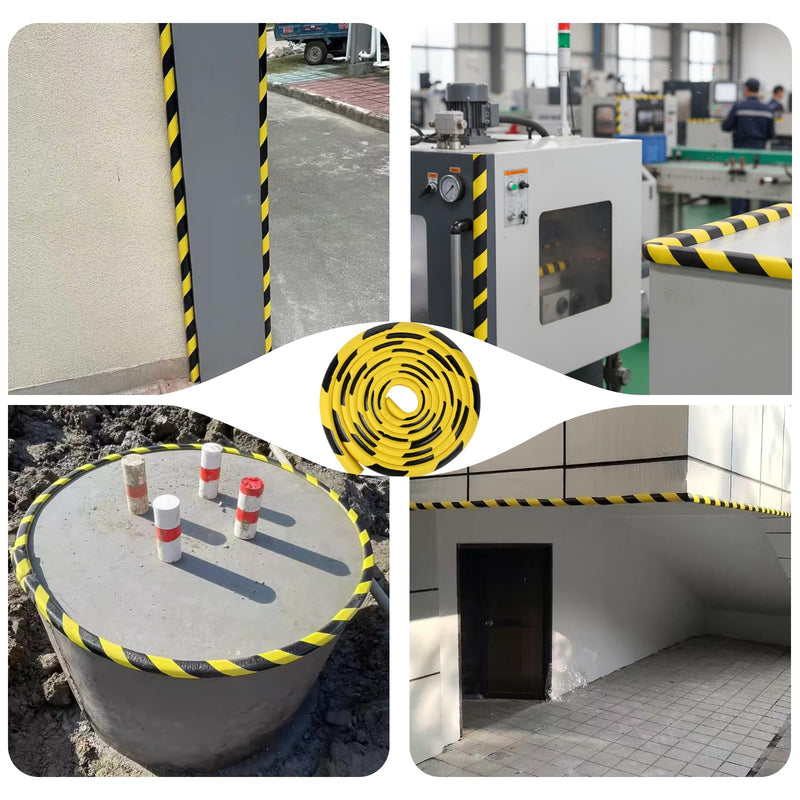  [AUSTRALIA] - Wall Corner Protector 196.9in (5m), Heavy Duty Yellow & Black NBR Rubber Corner Guards, Self Adhesive Safety Bumper Padding for Warehouse Racks, Shelves, Garage & Equipment Protection L-Shaped
