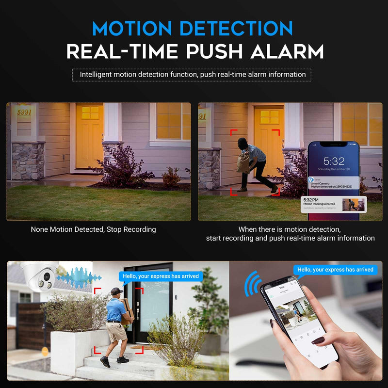 VIKYLIN 4K 8MP Full Color AI Turret IP PoE Camera,F1.0 Aperture 98ft Color Night Vision,Built-in Mic,Human/Vehicle Detection,2.8mm Lens,H.265,IP67 Security IP Camera,PG2387CG