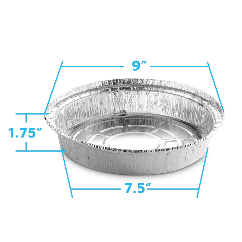 MontoPack 9” Round Aluminum Foil Pans with Clear Lids | Disposable Containers with Straight Walls for Storing, Baking, Meal Prep & Reheating | Freezer & Oven Safe, Recyclable | 40 Pack of Tins 9” Round 40 Pack