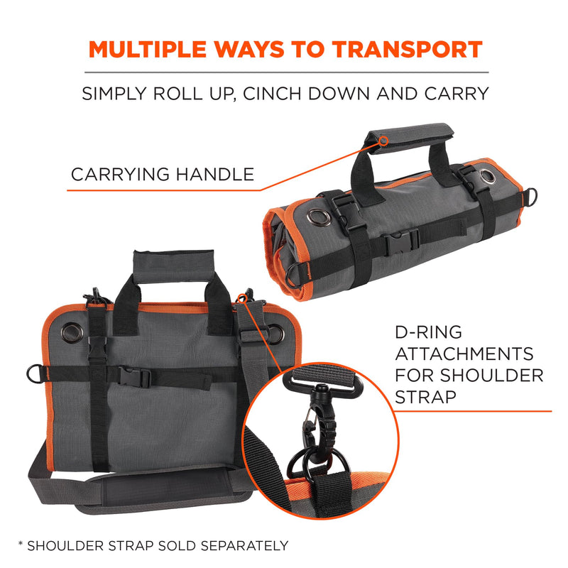 Ergodyne Arsenal 5874 Roll Up Tool Bag with Clear Zippered Pockets, Tool Organizer