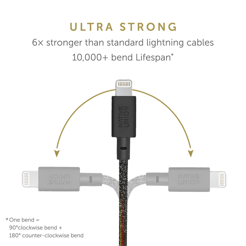 Native Union Night Cable - 10ft Ultra-Strong Reinforced [MFi Certified] Durable Lightning to USB-A Charging Cable with Weighted Knot Compatible with for iPhone 14, iPhone 13 and Earlier (Cosmos) Cosmos