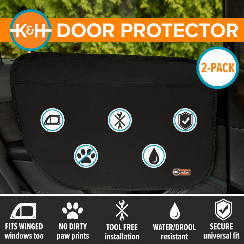 K&H Pet Products Car Door Protector for Dogs, 2 Pack Waterproof Interior Pet Car Door Protector from Dog Scratching, Stay Put Cover Design, Fits Most Vehicles, Washable - 27 x 19in Black Standard 27 X 19 Inches Vehicle Door Protector