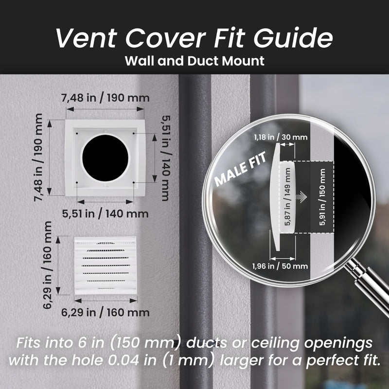 Repa Market 6 Inch Anthracite Dryer Vent Hood/Duct Cover for Walls or Ceiling/ABS Plastic Louvered Air Grille with Built-In Mesh Screen/Exhaust and Dryer Vent Covers for Indoor & Outdoor Use Anthracite w/Flange