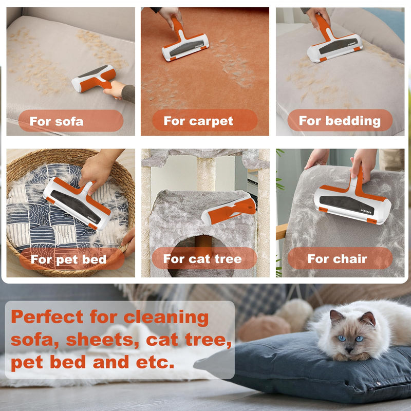 ACE2ACE Pet Hair Remover Rollers,Lint Roller for Pet Hair | Pet Hair Remover Brush for Cats and Dogs, Hair Removal for Carpets, Clothes and Sofa Orange