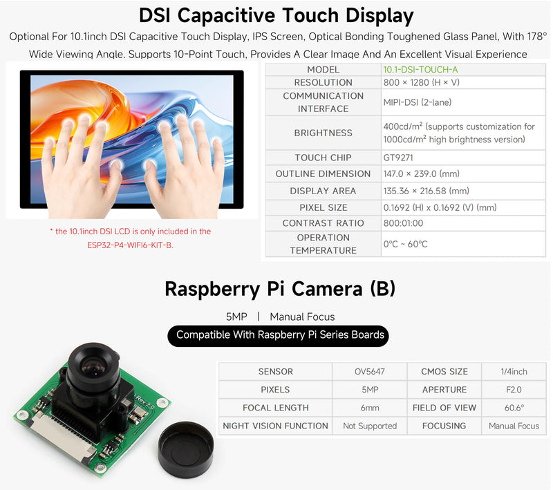 ESP32-P4-WIFI6 High-Performance Development Board, Based On ESP32-P4 and ESP32-C6, Supports Wi-Fi 6 and Bluetooth 5 / BLE, Rich Human-Machine Interfaces, Supports AI Speech Interaction
