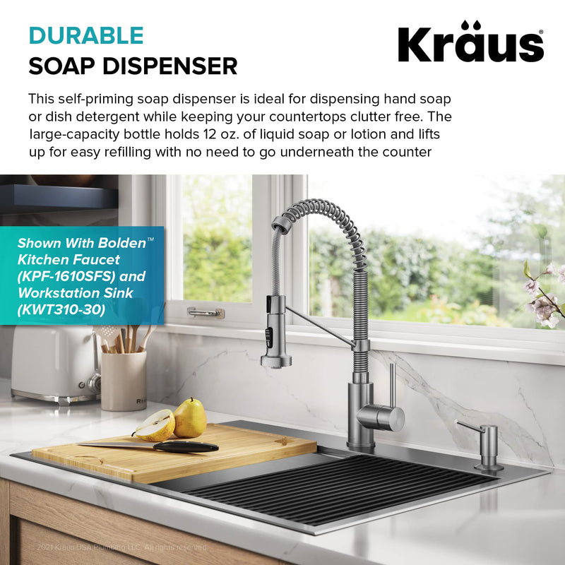 KRAUS Kitchen Soap and Lotion Dispenser in Spot Free Stainless Steel, KSD-41SFS Modern Style