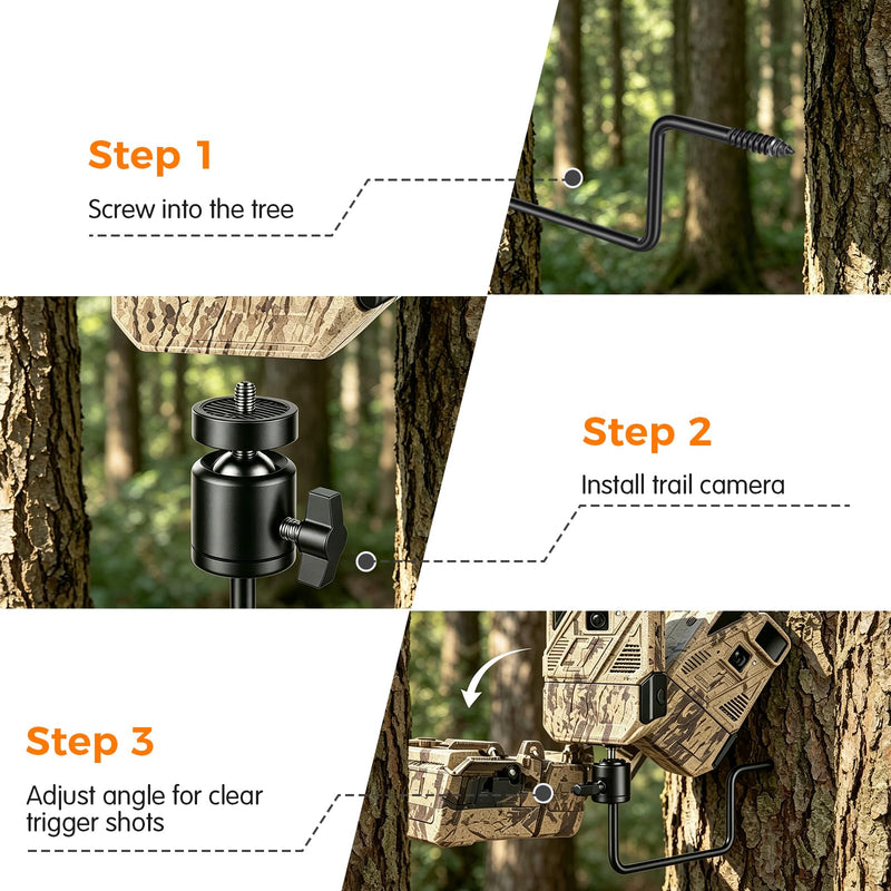 VSKY 360° Swivel Tree Mount Bracket for Trail Game Cameras | 360°, Universal 1/4"-20 Thread