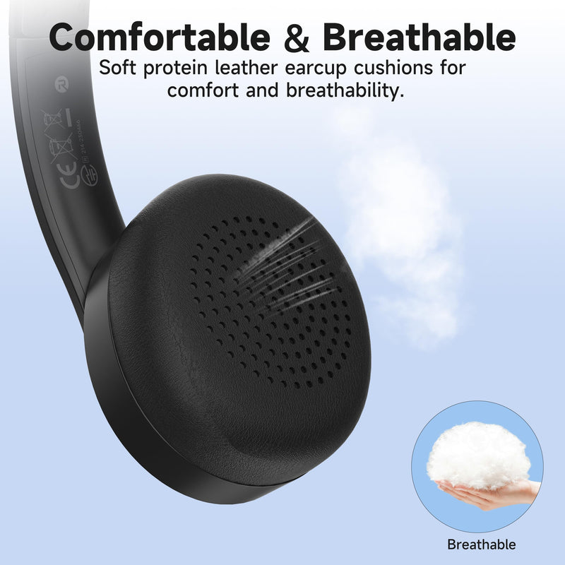 AOC Wireless Headset with Mic for Work, Bluetooth 5.4 Computer Headphones. | with USB-A Dongle, Clear Call Mic, 30H Battery, One-Touch Mute, Great for PC, Laptop, Home Office, Zoom, Phones - Black
