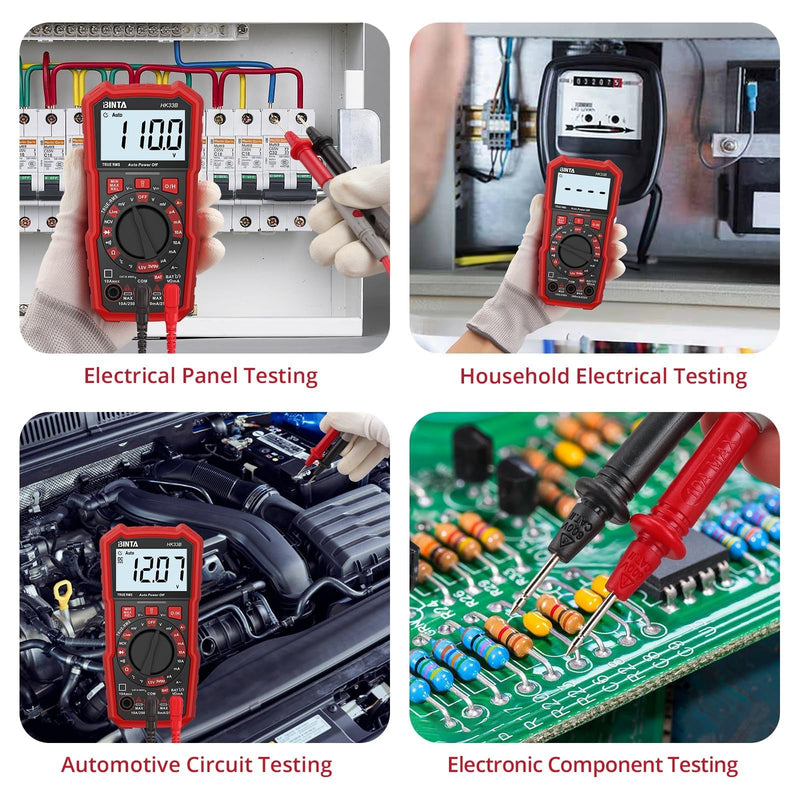 BINTA Digital Multimeter 2000 Counts with AC/DC Voltage, 1.5V/3V/9V Battery Tester Ohm Volt Amp Meter, Multimeter Tester with NCV, Temperature, Diode Measuring for Automotive Home Industrial