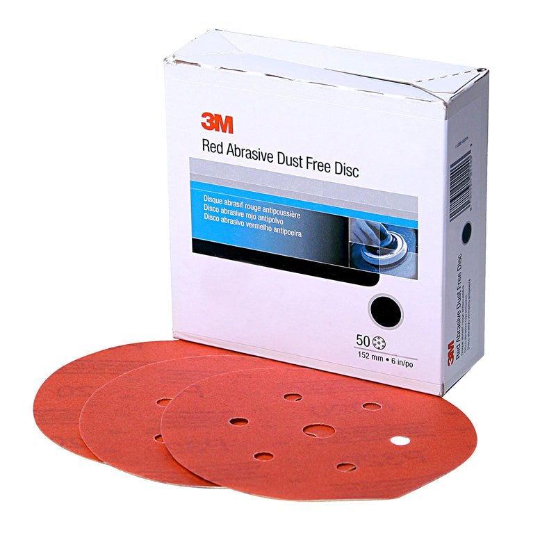 3M Hookit Red Abrasive Disc, 01224, 6 in, 100+ Grit No Hole, Pack of 50 for Auto, Primer, E-Coat Sanding Grade :P120 Number of Holes :No Holes Diameter: 6