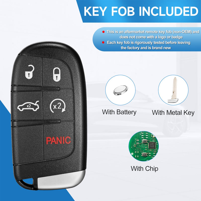 Smart Key Fob Replacement Remote fits for Chrysler 200 2015 2016 2017 Chrysler 300 Dodge Charger Challenger 2019 2020 2021 2022 2023 Car Keyless Entry M3N-40821302 433Mhz ID4A