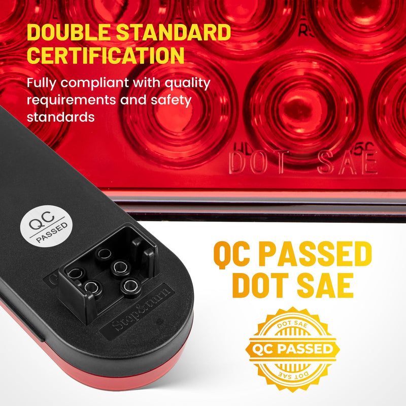 Oyviny 6 Inch Oval Red LED Trailer Tail Lights 2PCS, Super Bright 24LEDs Oval 6" Brake Turn Stop Tail Lights with Flush Mount Grommets DOT SAE Certified for RV Truck, Bus, Trucks