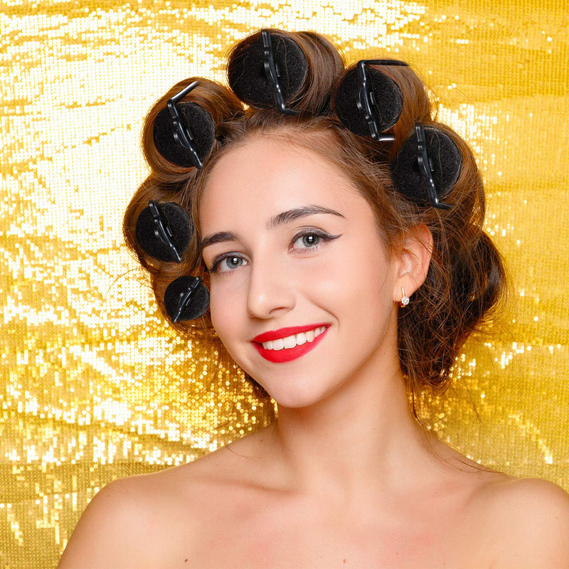 40 Pieces Satin Cloth Foam Rollers Set, Hair Rollers Hair Perm Rods 3 Size Hair Curlers with Plastic Duck Teeth Hair Clips for Hairdressing Styling (Black) | Heatless Curlers for Women's Hair, Soft Silk Rollers for Short/Long Curls, Overnight, Hairdres...