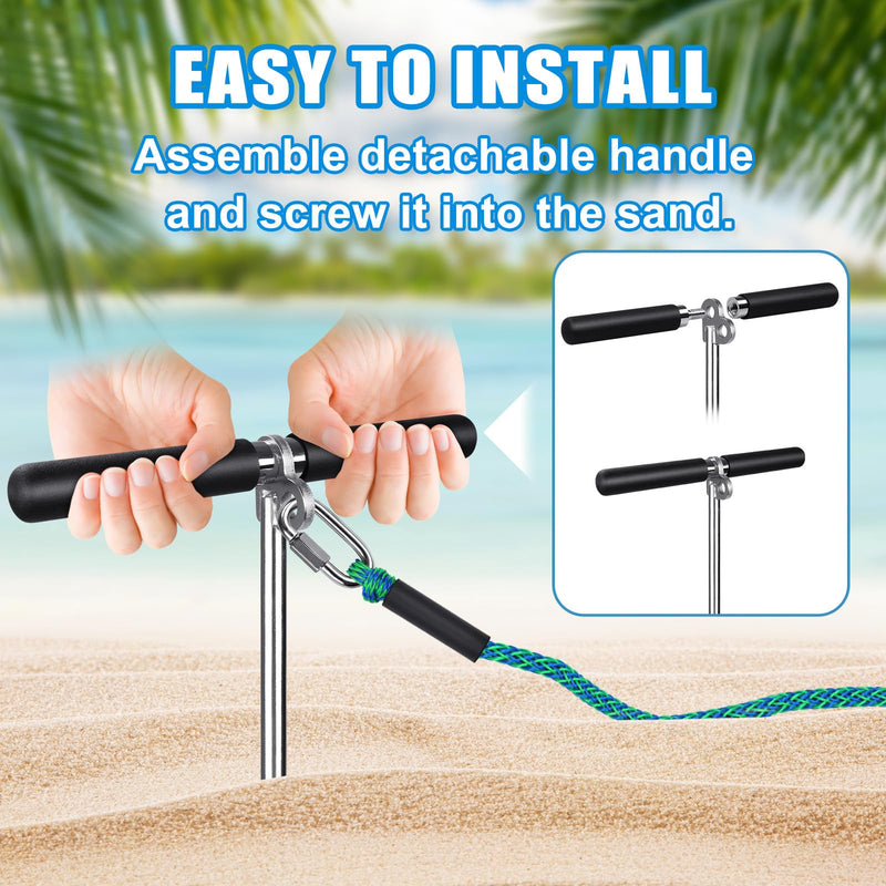 SELEWARE Sand Anchor for Boats 304 Stainless Steel Screw in Boat Anchor | Boat Sand Anchor with Removable Handle & Storage Bag, Shallow Water Boat Anchor for Pontoon, Jet Ski, Kayak, Beach, Sandbar 17"