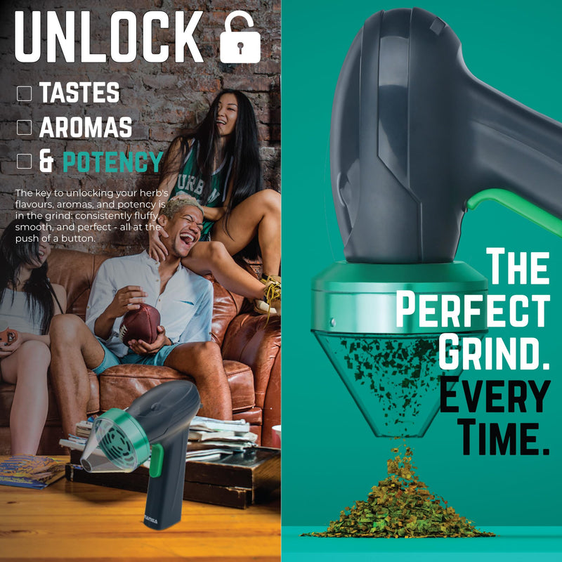 Mamba Monster 3.5g Green USB Electric Herb Grinder. Large Capacity Portable Metal Herbal Machine & Spice Mill for the Kitchen Anchor Gray & Green 63mm